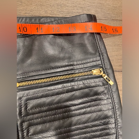 Mango MNG Suit 100% Genuine Leather Mini Skirt Black New without tags Size 4 - Picture 3 of 5